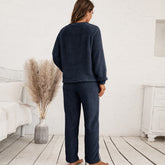 Plüsch-Kapuzenpullover-Set, lockere, lässige Homewear, doppelseitiges Plüsch-Zweiteiler-Set für Damen in Übergröße